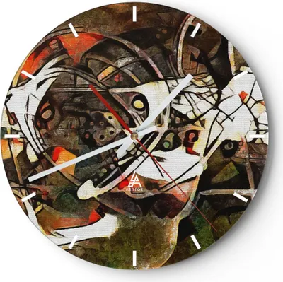 Produktbild von Wanduhr - Rund - Glasuhr - Abstraktion modern - 40x40cm - Schleichendes Uhrwerk - Lautlos - zum Aufhängen bereit - Dekoration Modern - Wanddekoration aus Glas - C3AR40x40-3452