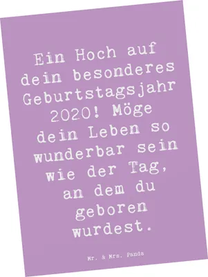 Produktbild von Mr. & Mrs. Panda Grußkarte Spruch 2020 Geburtstag - Lavendeltraum - Geschenk, Postkarten, Postkarte, bildkarte, Freunde, Feier des Lebens, handgefertigt, Ansichtskarten