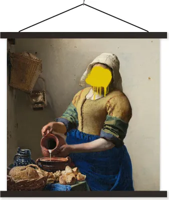Produktbild von MuchoWow® Textilposter Das Milchmädchen - Vermeer - Kunst 40x40 cm mit schwarzem Rahmen - Fotos