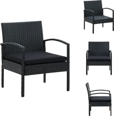 Obrázok produktu pre vidaXL Záhradné kreslo s vankúšom Poly Rattan Black - Záhradné stoličky