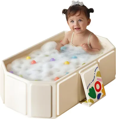 Produktbild von Babybadewanne XXL, faltbar, platzsparend, mit Ablauf, für Kinder von 0 bis 8 Jahren, für Reisen