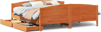 Produktbild von vidaXL Massivholzbett ohne Matratze Wachsbraun 200x200 Kiefernholz