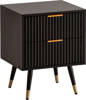 Zdjęcie produktu dla FineBuy konsola nocna czarna z dębowym dekorem 43,5x39x56 cm stolik nocny nowoczesna szafka nocna łóżko z szufladami szafka nocna z miejscem do przechowywania