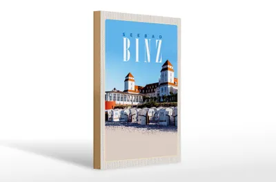 Produktbild von Holzschild Reise 20x30cm Seebad Binz Strandkörbe Strand