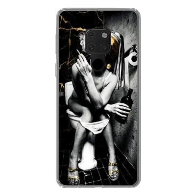 Produktbild von MuchoWow® Handyhülle Schutzhülle Hülle für Huawei P40 Lite Marmoroptik - Mädchen mit Perlenohrring - Zigaretten - Toilette - Gold - Kunst - Alte Meister Silikon Softcase Handy Hülle - Handy