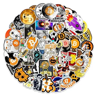 Productafbeelding van Bitcoin sticker set, 50 stuks, vinyl, waterbestendig, geschikt voor auto, laptop, skateboard, fiets, scooter, motor, computer