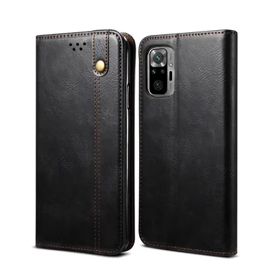 Obrázek produktu pro Pouzdro pro Xiaomi Redmi Note 10 4G/Note 10S, kožené flip pouzdro peněženka s funkcí stojánku černé