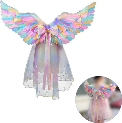 Obrázok produktu pre Halloween kostýmová sada, diabolský anjel, Cospaly kostým, Halloween party, Cosplay rekvizita, deti, pierkové krídla, maska na Halloween, karneval, tematické Cosplay party príslušenstvo
