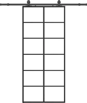 Image de vidaXL Porte coulissante avec ferrure noire 90x205 cm verre ESG