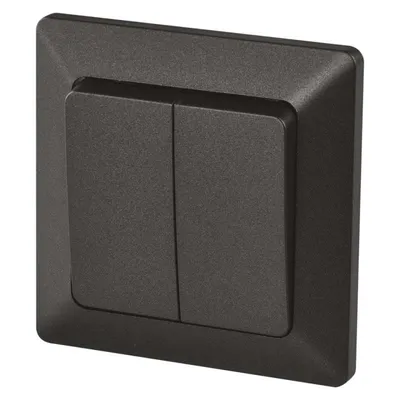 Immagine prodotto di Interruttore serie EMOS nero, interruttore doppio per illuminazione, 250 V~, 10 AX, interruttore doppio per illuminazione, senza scatola da incasso, per uso interno, A6100.6