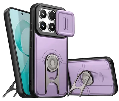 Obrázek produktu pro Pouzdro pro Xiaomi Poco F8 Pro / Redmi K90, Posuvným krytem fotoaparátu a kroužkovým stojánkem, nárazuvzdorné ochranné pouzdro Fialová