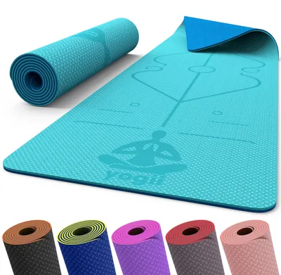 Productafbeelding van Antislip yogamat 6 mm van TPE met oriëntatielijnen