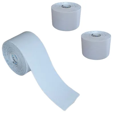 Produktbild von 3 Rollen - Tapefactory24 Getting Started Kinesiologie Tape 5cm x 5m - weiß, Tapes Taping Klebeband Tapeverband Bandage wasserfest