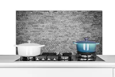 Obrázok produktu pre KitchenYeah® Kuchynský splashback - Kuchynský splashback - Ochrana steny sporáka a drezu - Kameň - Stena - Čierna - Biela 100x50 - Alu-Dibond (alternatíva skleneného splashbacku) - Tepelne odolný - Splashback sporáka