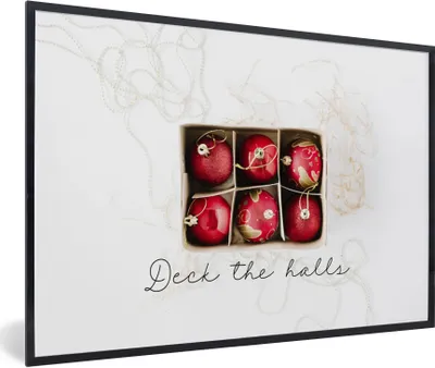 Produktbild von MuchoWow® Gerahmtes Poster Weihnachtskugeln - Rot - Gold 30x20 cm - Poster mit Schwarzem Bilderrahmen Wandposter Rahmen Foto Bilder - Kunstdruck - Bild-Poster