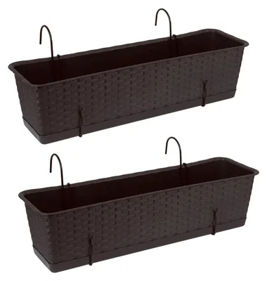 Productafbeelding van Set van 2 Rotan-Look Balkonbakken 60 cm Bruin