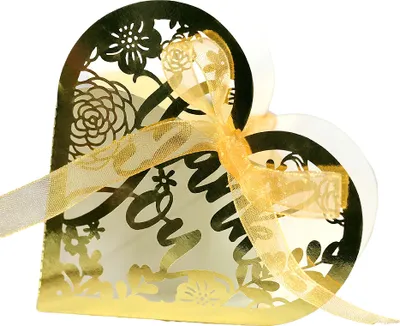 Produktbild von 50pcs Herzform Hochzeit Süßigkeiten Boxen, Luxus Lase Cut Party Hochzeit Gunst Band Süßigkeiten Boxen Geschenk Box Tischdekorationen