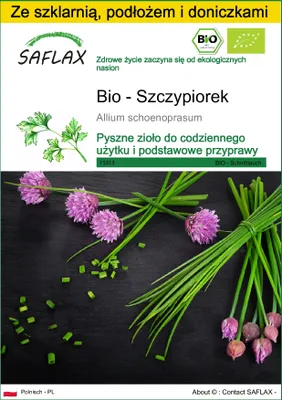 Zdjęcie produktu dla SAFLAX - Zestaw do uprawy - Bio - Szczypiorek - 250 Nasiona - Z mini szklarnią, podłożem uprawowym i 2 doniczkami - Allium schoenoprasum