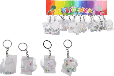 Image de Porte-clés en acrylique avec paillettes et liquide - MIX