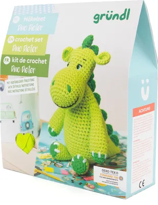 Obrázek produktu pro Gründl háčkovaná sada kompletní mýval, lama, lenochod nebo dinosaurus, vše v sadě Set 4 Dino Dieter