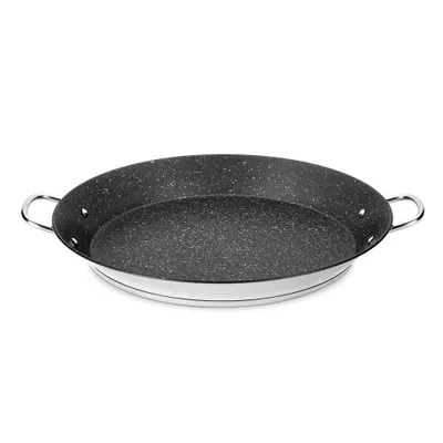 Produktbild von ROSSETTO Paella Pfanne Induktion 36 cm, hochwertiger 18/10 Edelstahl, für 6 Personen, Professionelle Robuste Paellapfanne Antihaftbeschichtet