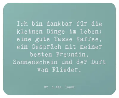 Produktbild von Mr. & Mrs. Panda Mauspad Spruch Dankbarkeit für kleine Dinge - Meeresbrise - Geschenk, Stimmung, Mouse Pad, laptop, Mousepad, beste Freundin, computermatte, Lebensfreude