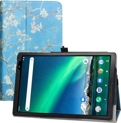 Immagine prodotto di Custodia per tablet TOSCIDO P20 / LNMBBS P30 da 10 pollici, blu con fiori bianchi