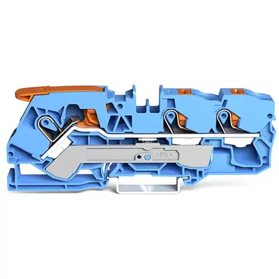 Produktbild von 3-Leiter-Klemme mit Hebel und Druckknopf 10 mm², blau