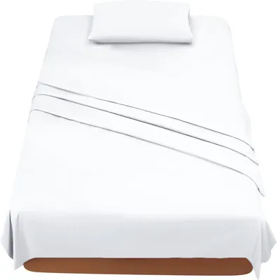 Immagine prodotto di Set di lenzuola per letto matrimoniale, lenzuola e federe, in microfibra, per letto da 90 cm, colore bianco