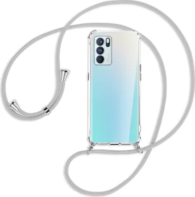 Produktbild von Handykette Backcover-Schutzhülle mit Band (Metall silberfarben) für Oppo Reno6 Pro 5G CN (PEPM00) - silbergrau