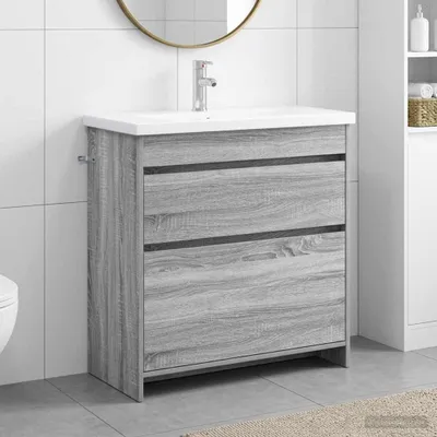 Imagen del producto de Maison Exclusive - Juego de muebles de baño, color gris Sonoma, 81 x 40 x 84,5 cm, fabricado en material de madera