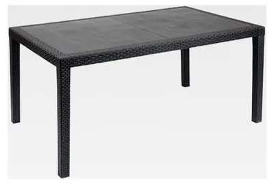 Produktbild von Rechteckiger Außentisch mit Hartharzstruktur und Rattaneffekt, 150 x 90 x 72 cm, Farbe Anthrazit