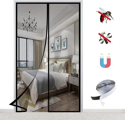 Immagine prodotto di Zanzariera magnetica - Protezione contro gli insetti per porte - Chiusura magnetica resistente - 70 x 200 cm - Nero