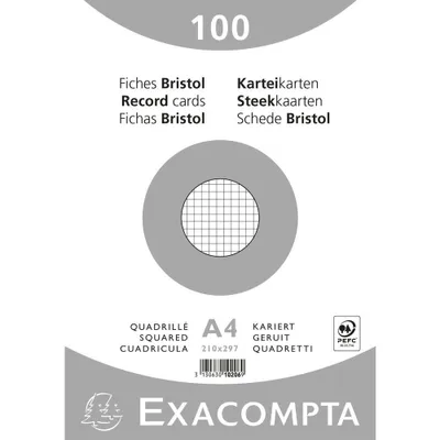 Produktbild von EXACOMPTA Karteikarten DIN A4 kariert weiß 100 Karteikarten