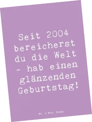 Produktbild von Mr. & Mrs. Panda Postkarte Spruch 2004 Geburtstag - Lavendeltraum - Geschenk, liebevolle Botschaft, Alter, Ansichtskarten, geliebt, Geburtstagsgeschenk, bildkarte