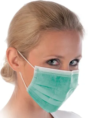 Produktbild von HYGOSTAR PP-Mundschutz Typ II 3-lagig grün