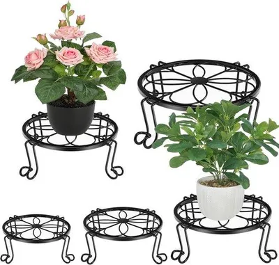 Produktbild von Robuuste 5-teilige Metall-Blumenständer - witternder Edelstahl - für Innen- und Außenbereich - dekorativer Blumenstander für Gärten und Häuser