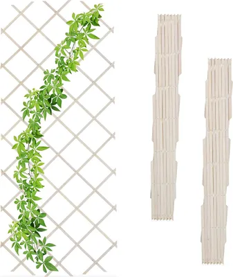 Produktbild von Relaxdays Rankgitter ausziehbar, 3er Set, Rankhilfe Kletterpflanzen, 180x90 cm, Garten, Balkon, Terrasse, Holz, weiß