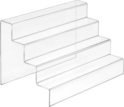 Produktbild von Dekotreppe 4-Stufig (200x125x125mm) aus glasklarem Acrylglas - Zeigis® / Stufendisplay / Präsentationstreppe / Treppendisplay / Treppenständer / Präsentations-Treppe / Warenträger / Acryl / Transparent