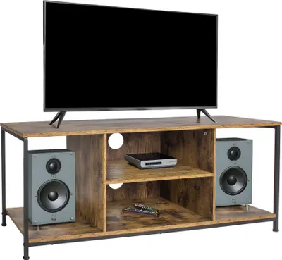 Produktbild von TV-Ständer mit 4 Fächern, Holzoptik