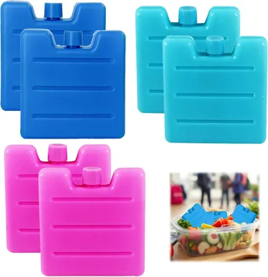 Imagen del producto de Juego de 6 acumuladores de frío mini, reutilizables, delgados y compactos, ideales para picnics y camping