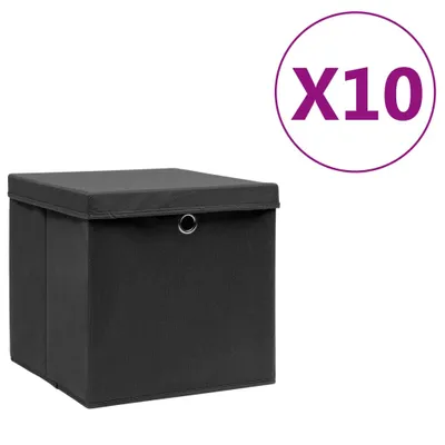 Produktbild von Aufbewahrungsboxen mit Deckeln 10 Stk. 28x28x28 cm Schwarz