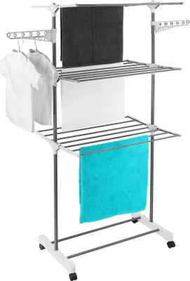 Produktbild von Mobiler Wäscheständer Kleiderstange Wäscheturm Wäschetrockner Klappbar Ständer Rollen 44x75x158cm Weiß