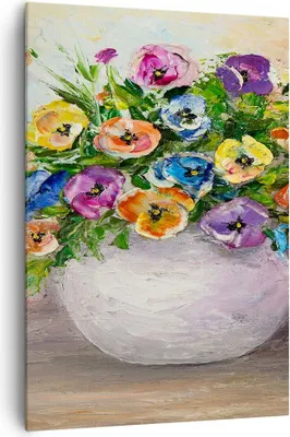Produktbild von Bild auf Leinwand - Leinwandbild - Einteilig - Blumen Blumenstrauß Vase bunt - 70x100cm - Wand Bild - Wandbilder - Leinwanddruck - Wanddekoration - Leinwand bilder - Wandbild - PA70x100-2915