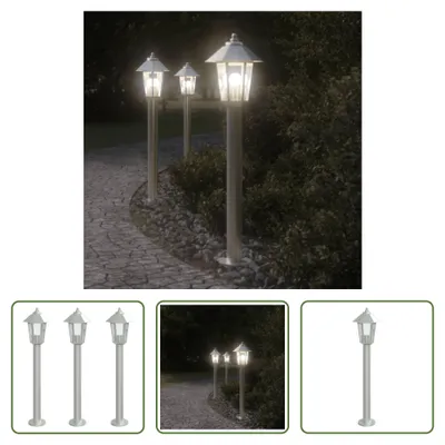 Immagine prodotto di The Living Store Luci da sentiero 3 pezzi argento 80 cm in acciaio inox