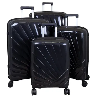 Produktbild von Kofferset Florenz Hartschale PP 4-teilig Trolleyset mit 4 Rollen Reisekofferset 4er Set XL+ L+M+S schwarz