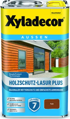 Produktbild von Xyladecor Holzschutz-Lasur Plus, Teak, 2,5 l - Maximaler Wetterschutz und einfachste Anwendung