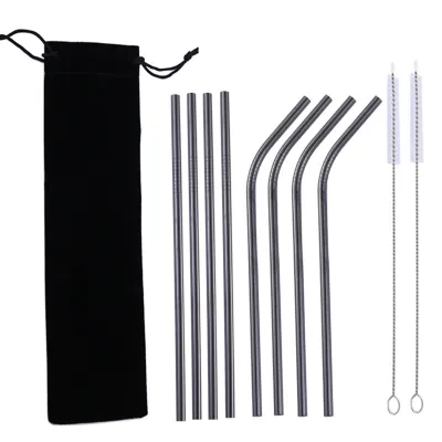 Produktbild von 10pcs/Set Stroh Set zuverlässige Weitweite Edelstahl -Spülmaschinen -Getränke Stroh für zu Hause-Schwarz