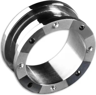 Produktbild von viva-adorno 1 Stück 8mm Flesh Tunnel Schraubverschluss Gewinde Chirurgenstahl teilweise mattiert hochglanzpoliert Zirkonia klar schwarz Größe 6 - 16mm TN2