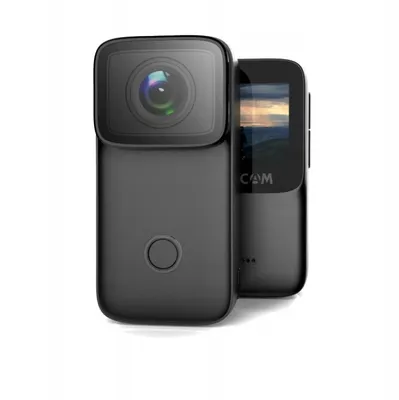 A black SJCAM C200 sport camera is shown against a white background.